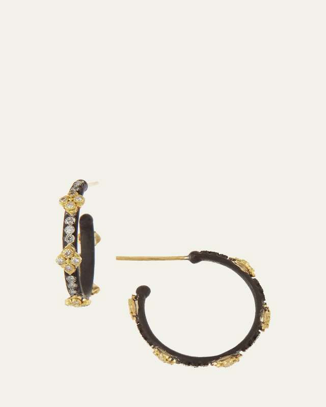 Small Midnight Hoop Earrings with Gold & Diamond Crivelli